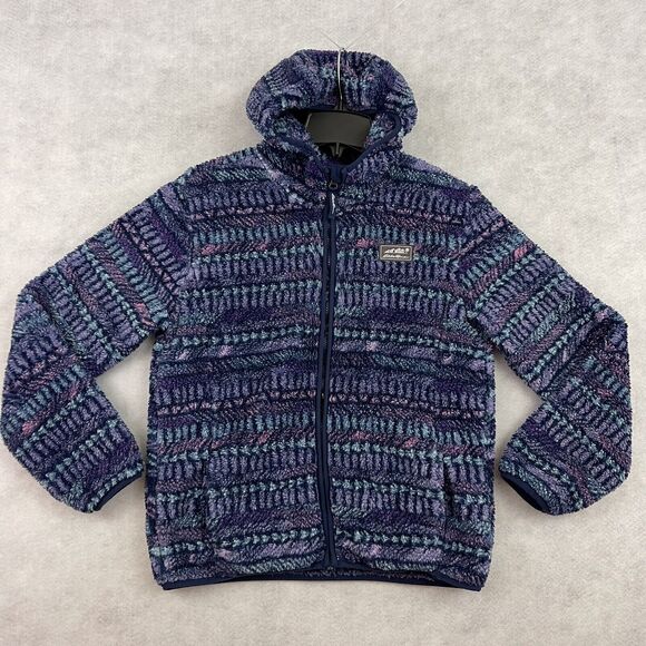 Eddie Bauer Kids Sherpa Fleece Hoodie Jacket L 14/16 Purple Full Zip - Picture 4 of 16